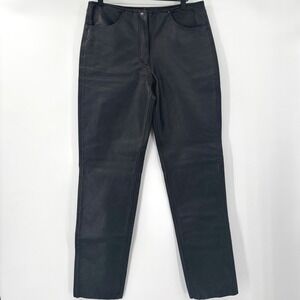 Jasmine Leather Black Straight Leg Leather Pants Raw Hem Womens Size 10